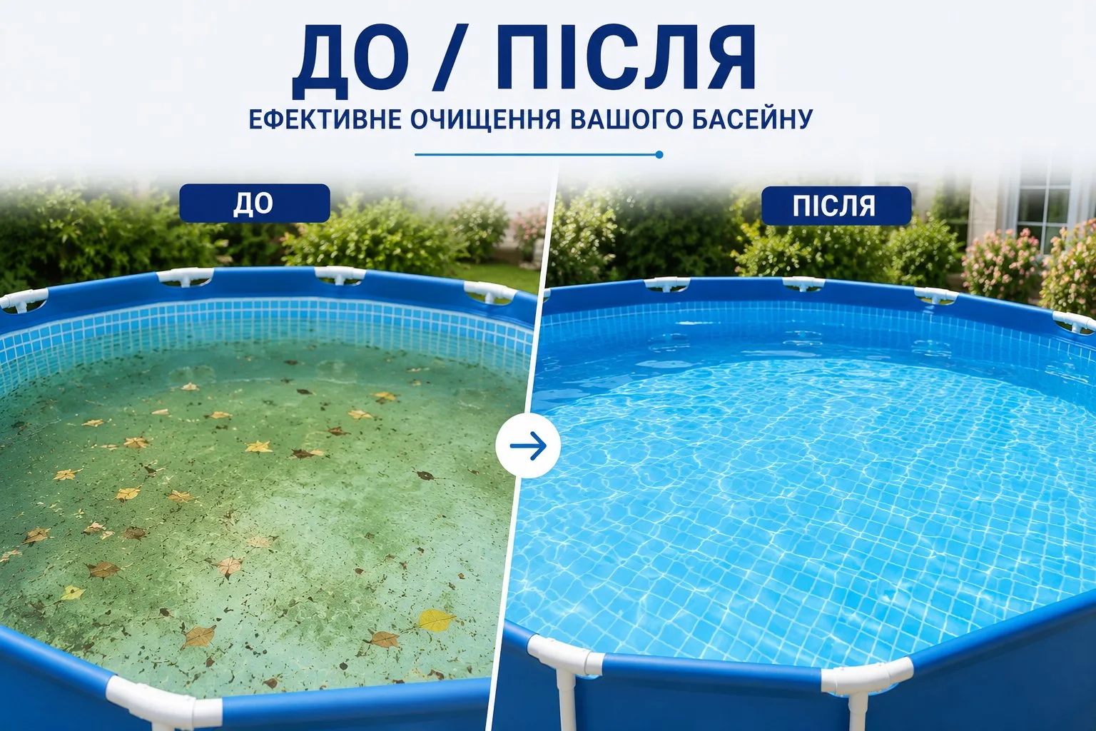 До і після очищення басейну Intex 28002